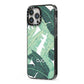 Personalised Palm Banana Leaf iPhone 13 Pro Max Black Impact Case Side Angle on Silver phone