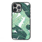 Personalised Palm Banana Leaf iPhone 13 Pro Max Black Impact Case on Silver phone