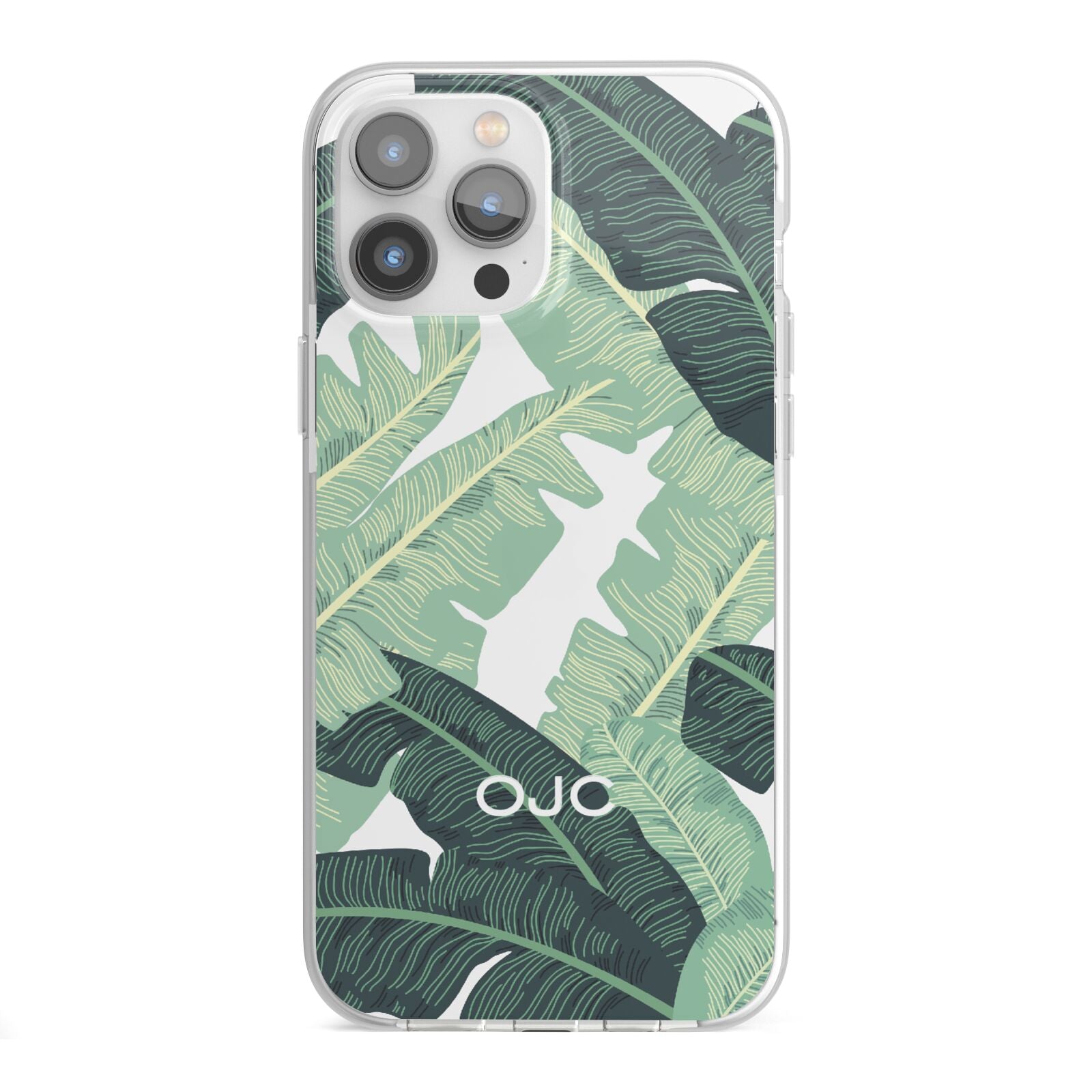 Personalised Palm Banana Leaf iPhone 13 Pro Max TPU Impact Case with White Edges