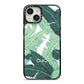 Personalised Palm Banana Leaf iPhone 14 Black Impact Case on Silver phone