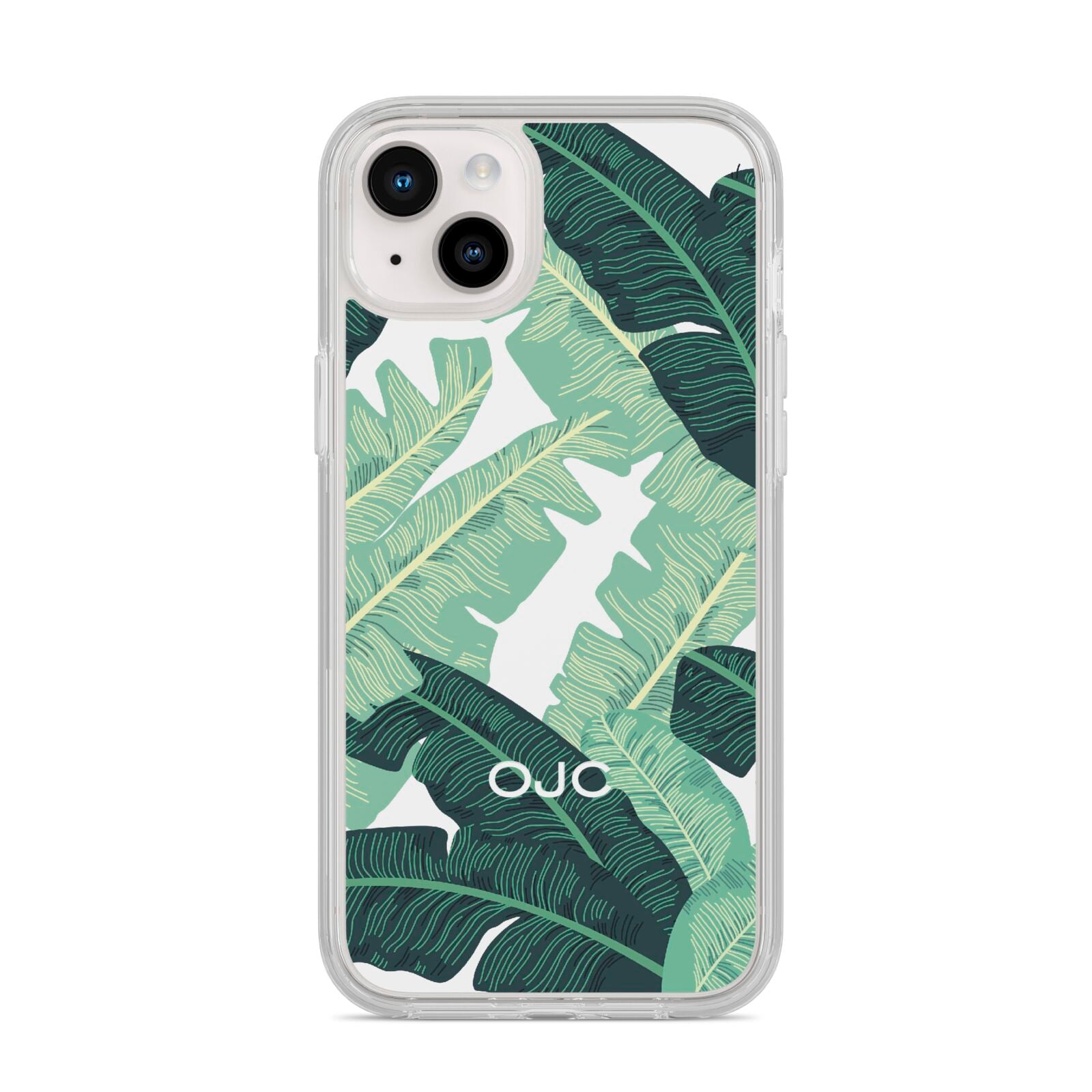 Personalised Palm Banana Leaf iPhone 14 Plus Clear Tough Case Starlight