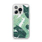 Personalised Palm Banana Leaf iPhone 14 Pro Clear Tough Case Silver