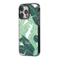 Personalised Palm Banana Leaf iPhone 14 Pro Max Black Impact Case Side Angle on Silver phone