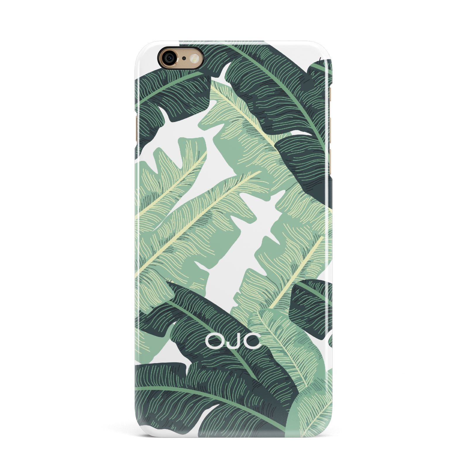 Personalised Palm Banana Leaf iPhone 6 Plus 3D Snap Case on Gold Phone