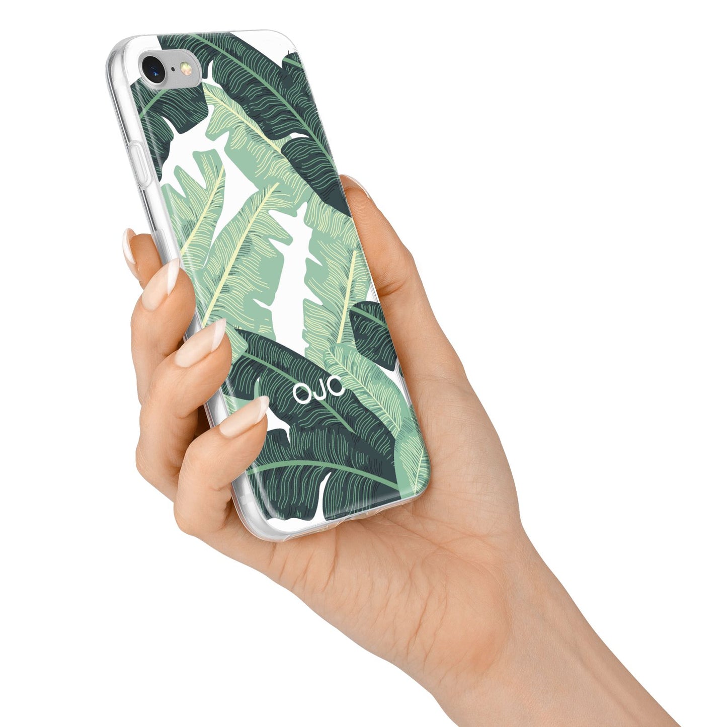 Personalised Palm Banana Leaf iPhone 7 Bumper Case on Silver iPhone Alternative Image