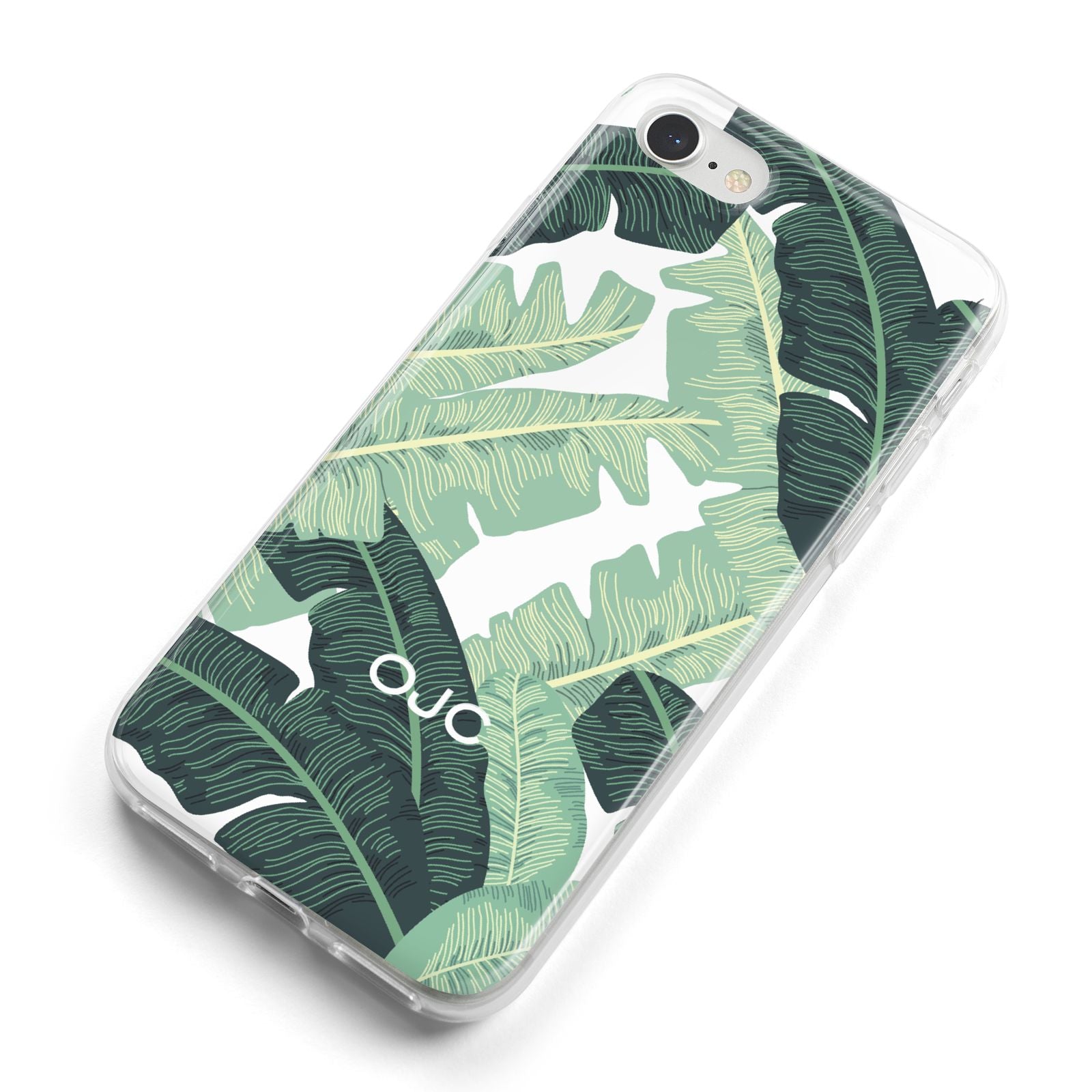 Personalised Palm Banana Leaf iPhone 8 Bumper Case on Silver iPhone Alternative Image