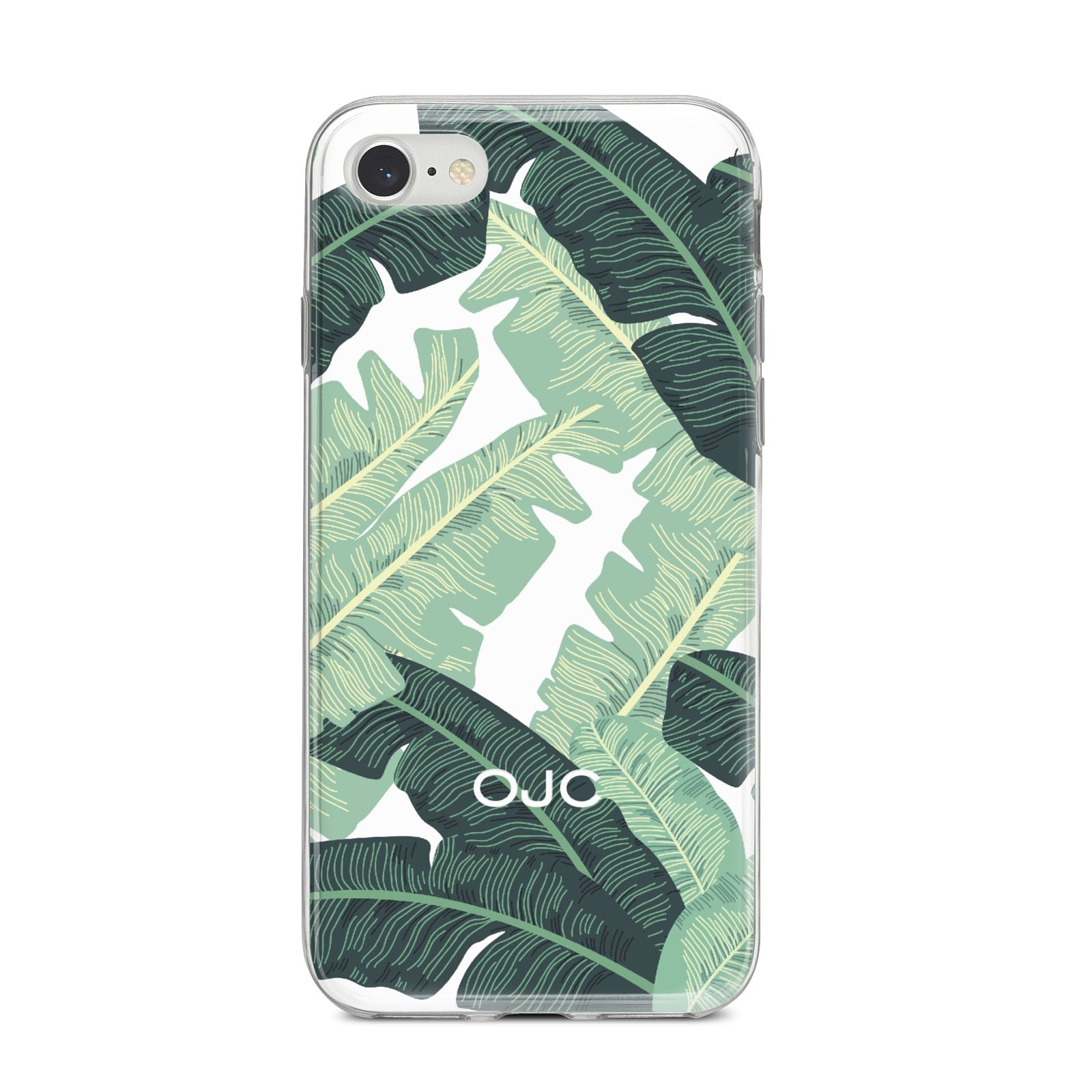 Personalised Palm Banana Leaf iPhone 8 Bumper Case on Silver iPhone