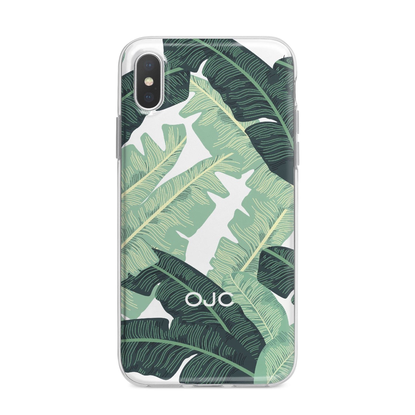 Personalised Palm Banana Leaf iPhone X Bumper Case on Silver iPhone Alternative Image 1