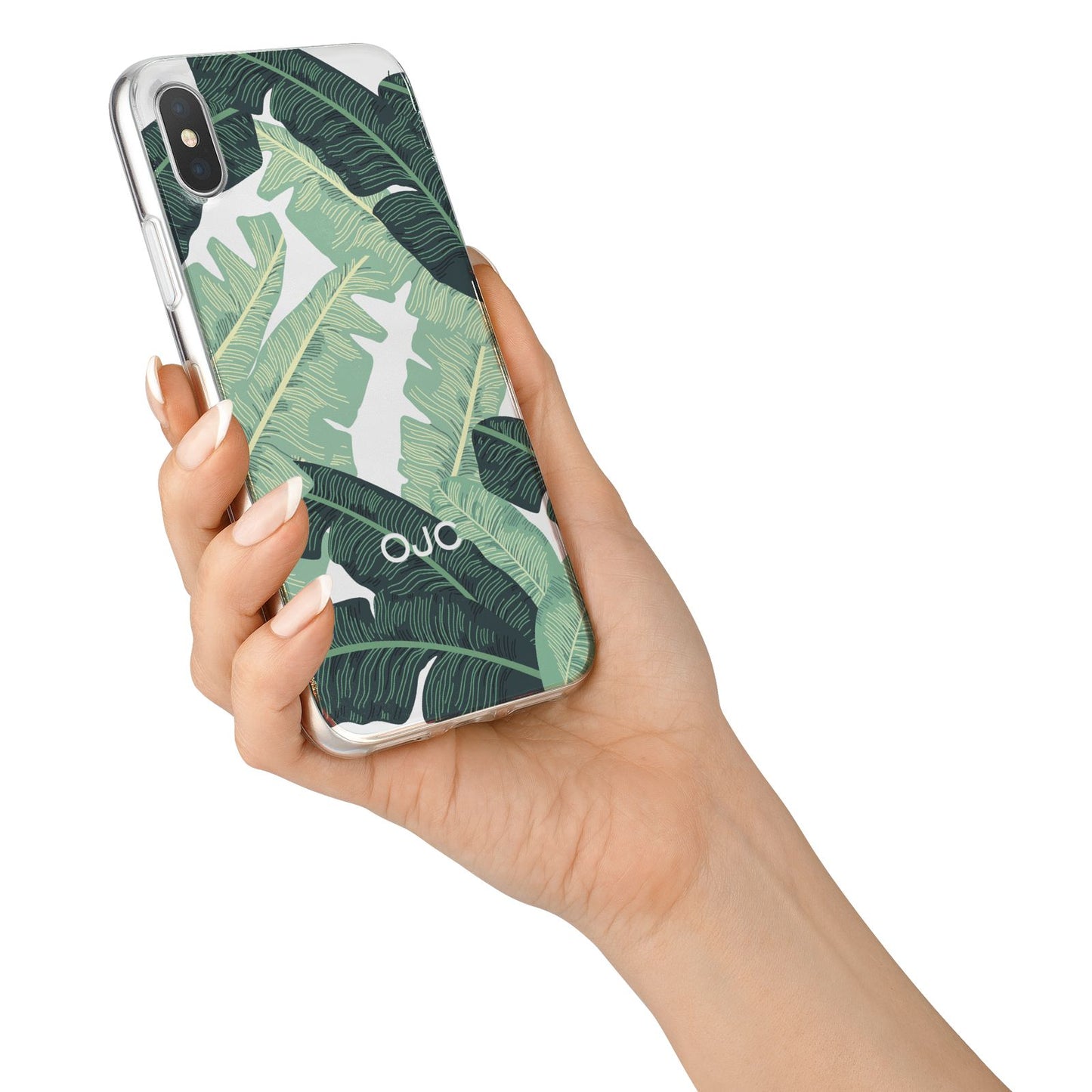 Personalised Palm Banana Leaf iPhone X Bumper Case on Silver iPhone Alternative Image 2