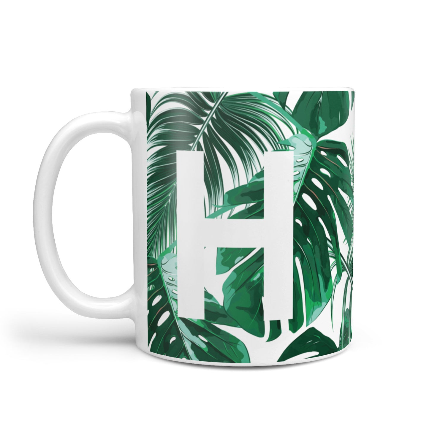 Personalised Palm Monstera Leaf Tropical Print 10oz Mug Alternative Image 1