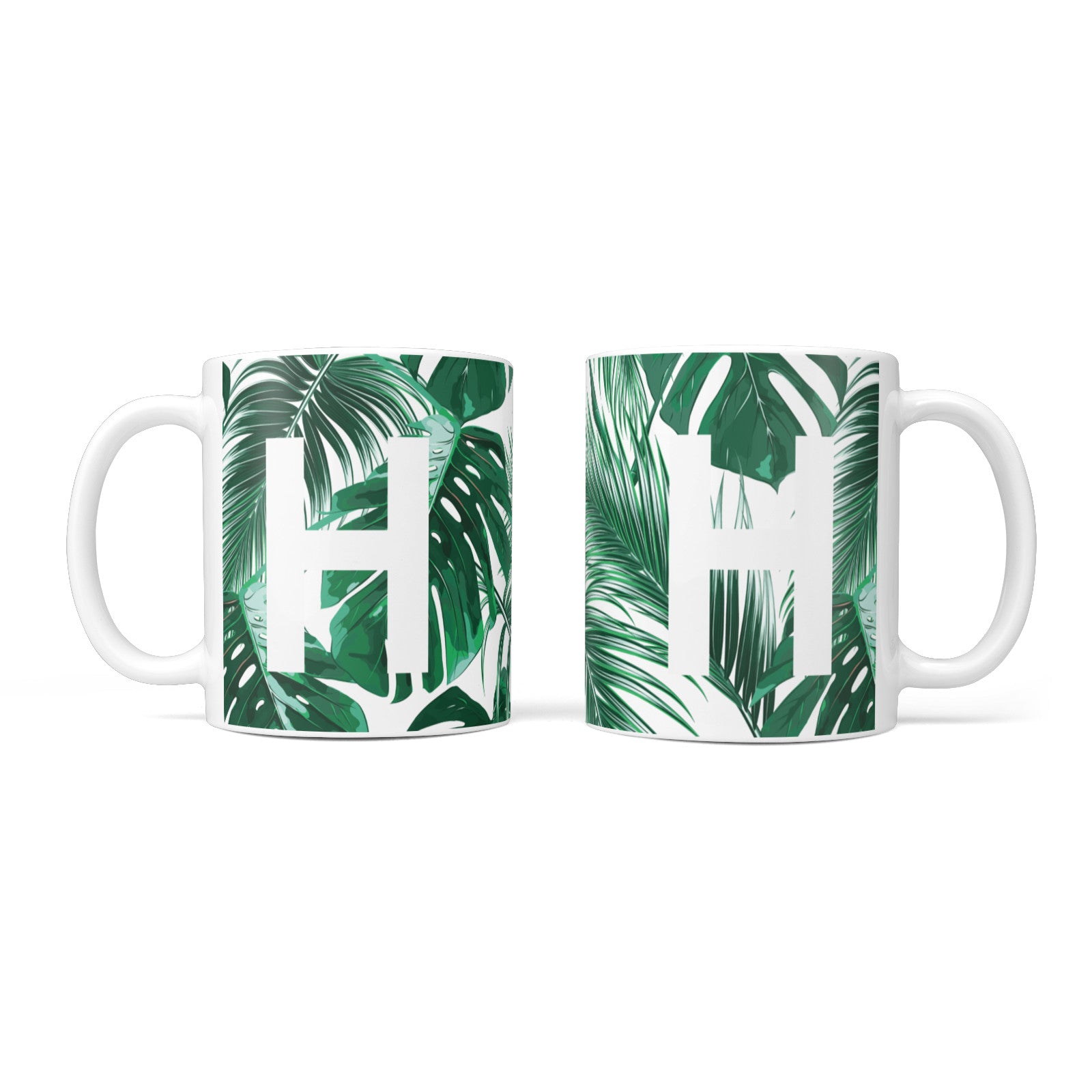 Personalised Palm Monstera Leaf Tropical Print 10oz Mug Alternative Image 3