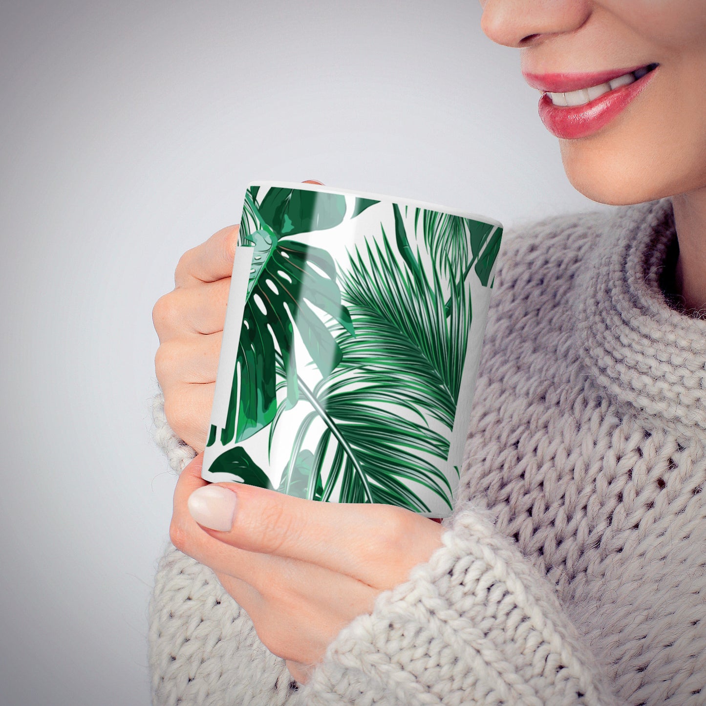 Personalised Palm Monstera Leaf Tropical Print 10oz Mug Alternative Image 6