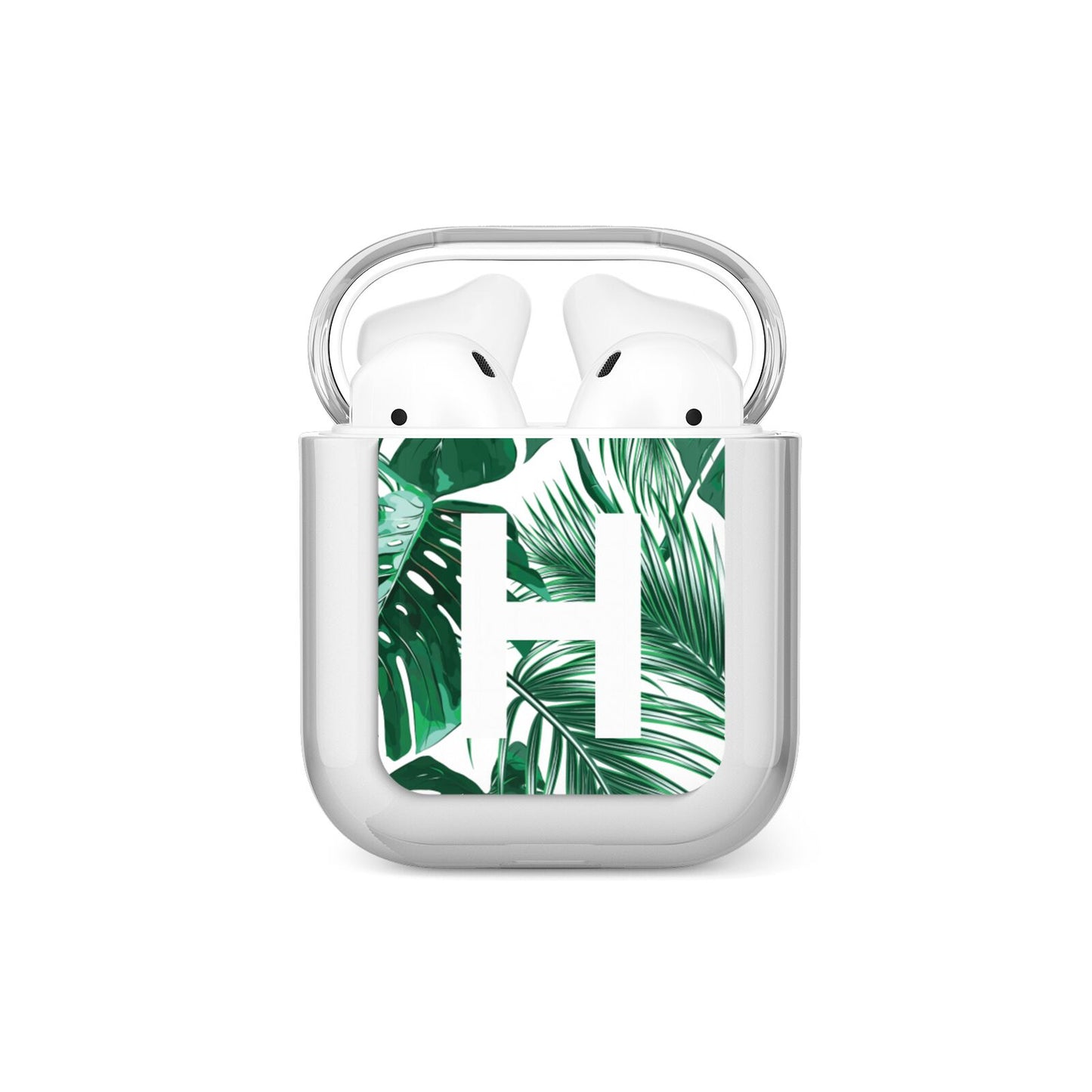 Personalised Palm Monstera Leaf Tropical Print AirPods Case