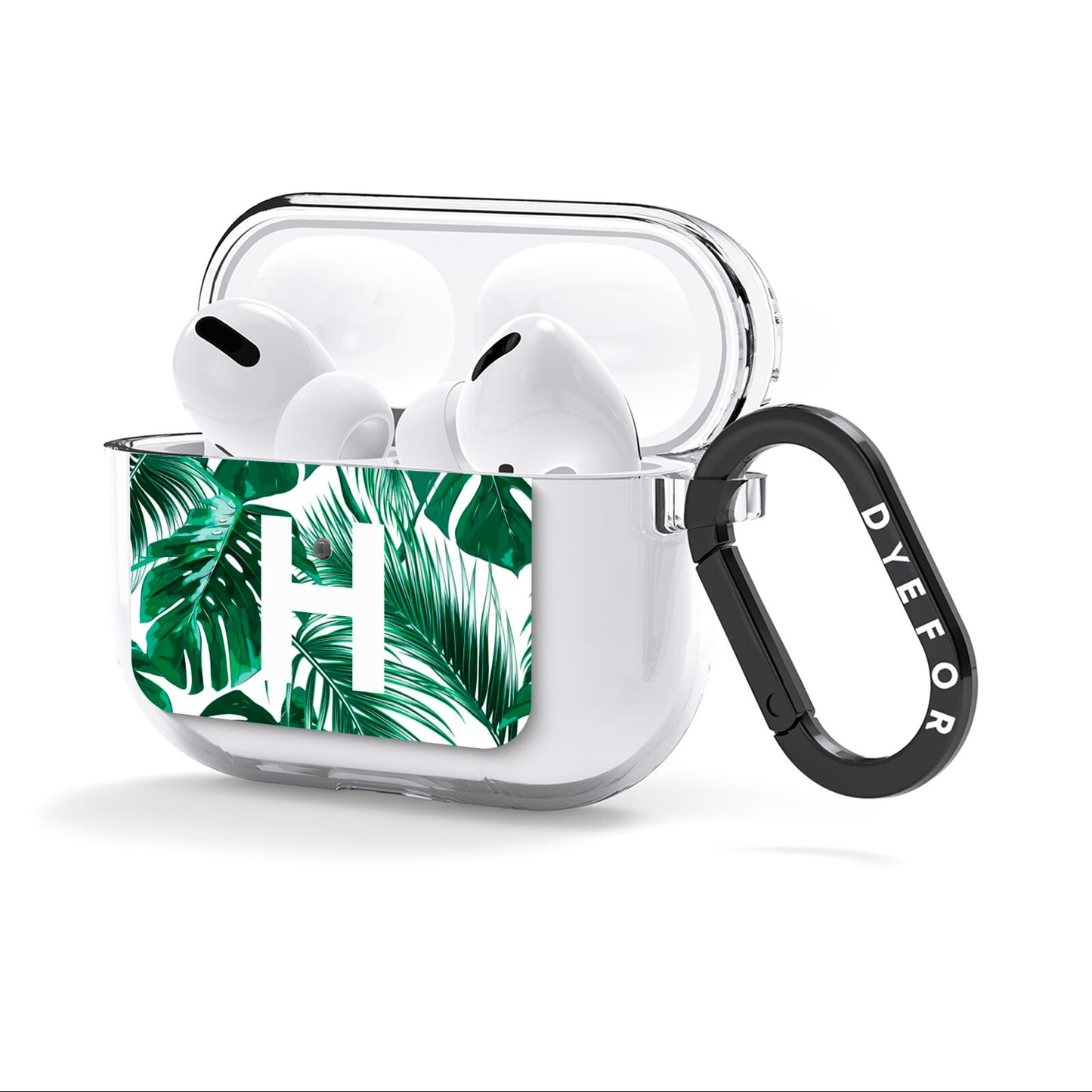 Personalised Palm Monstera Leaf Tropical Print AirPods Clear Case 3rd Gen Side Image