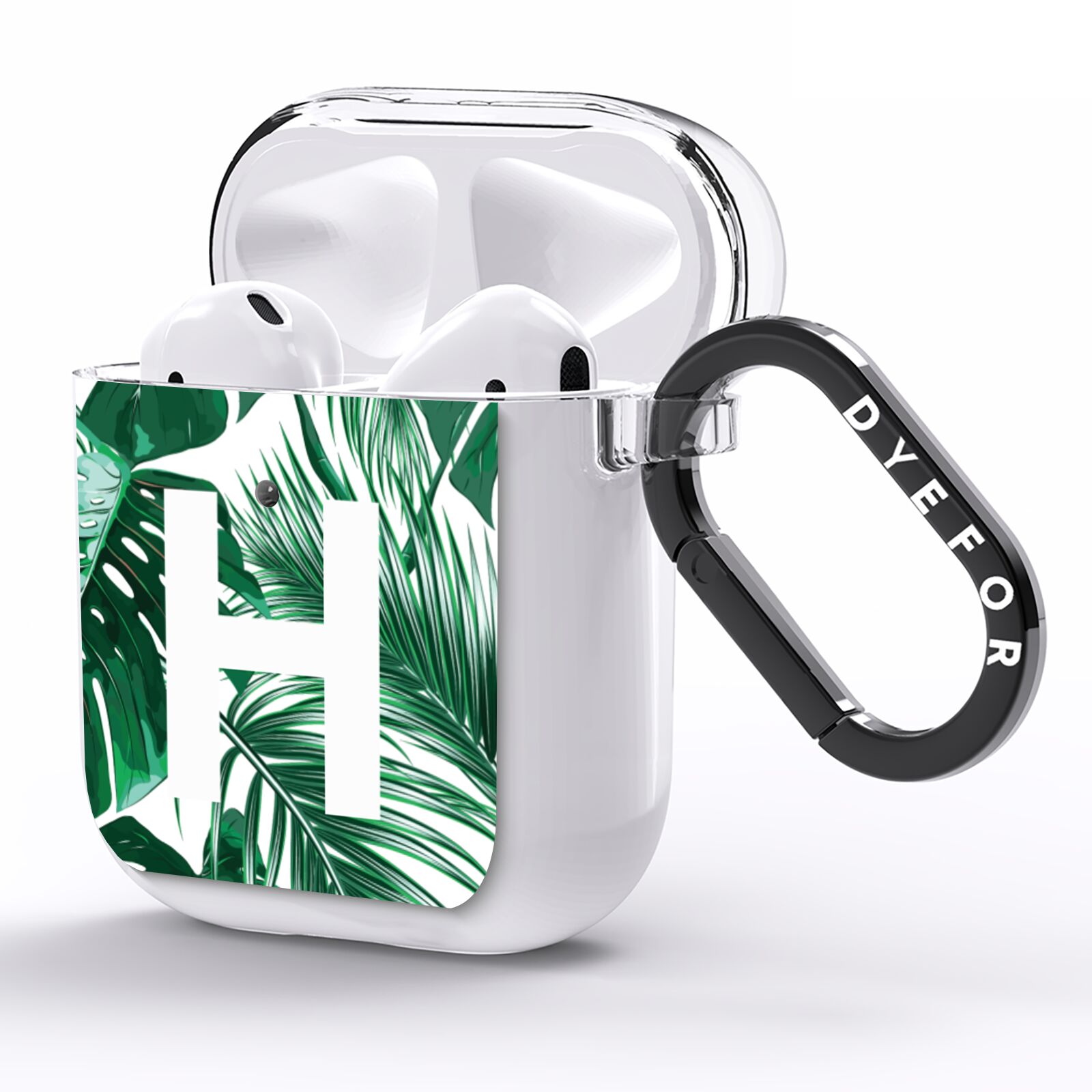 Personalised Palm Monstera Leaf Tropical Print AirPods Clear Case Side Image