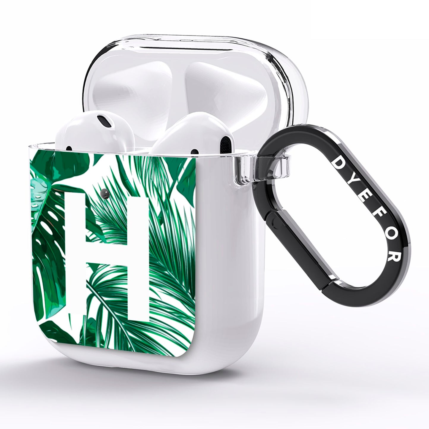 Personalised Palm Monstera Leaf Tropical Print AirPods Clear Case Side Image