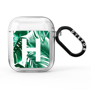 Personalised Palm Monstera Leaf Tropical Print AirPods Case