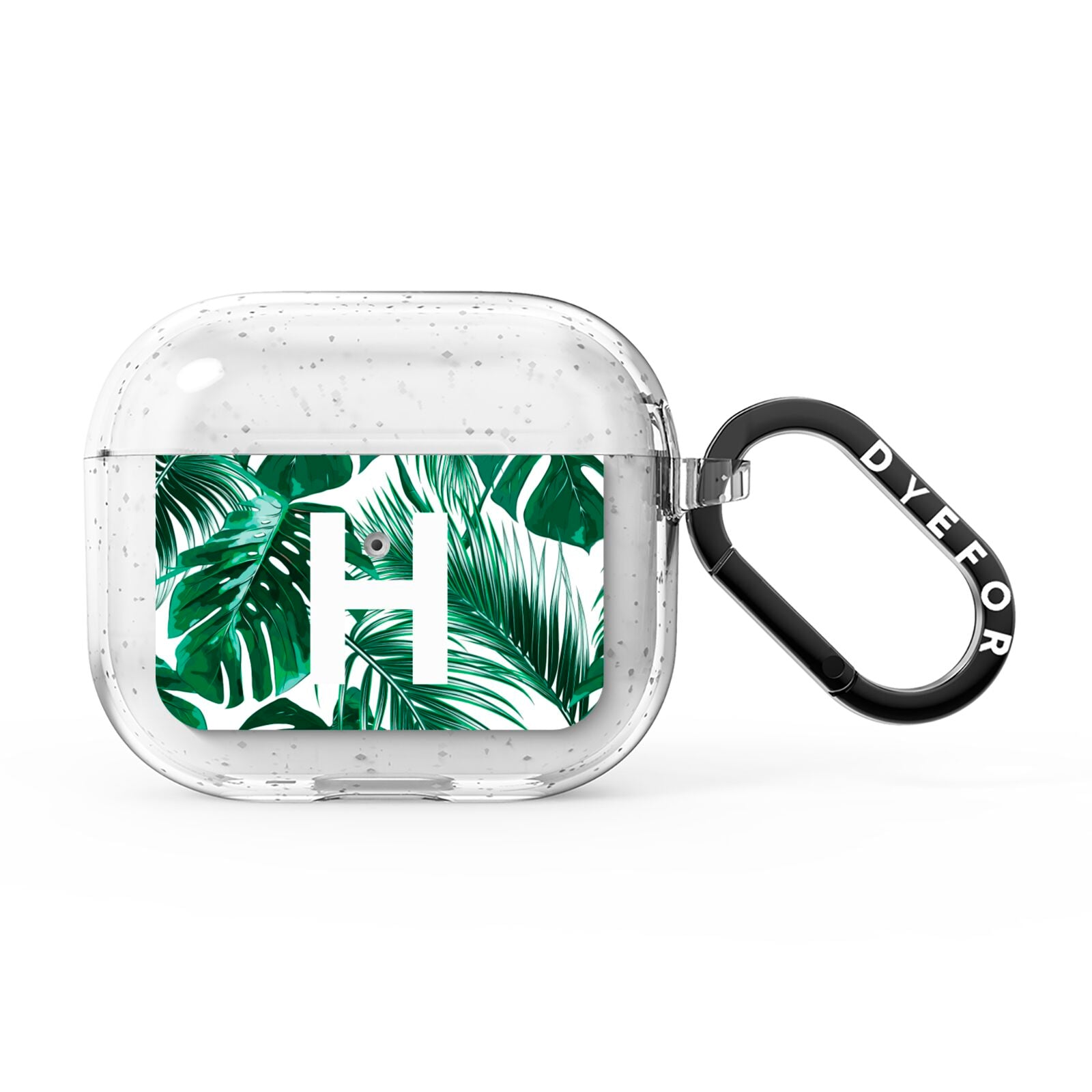 Personalised Palm Monstera Leaf Tropical Print AirPods Glitter Case 3rd Gen