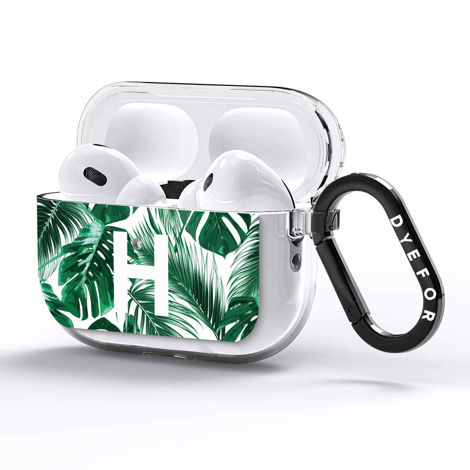 Personalised Palm Monstera Leaf Tropical Print AirPods Pro Clear Case Side Image