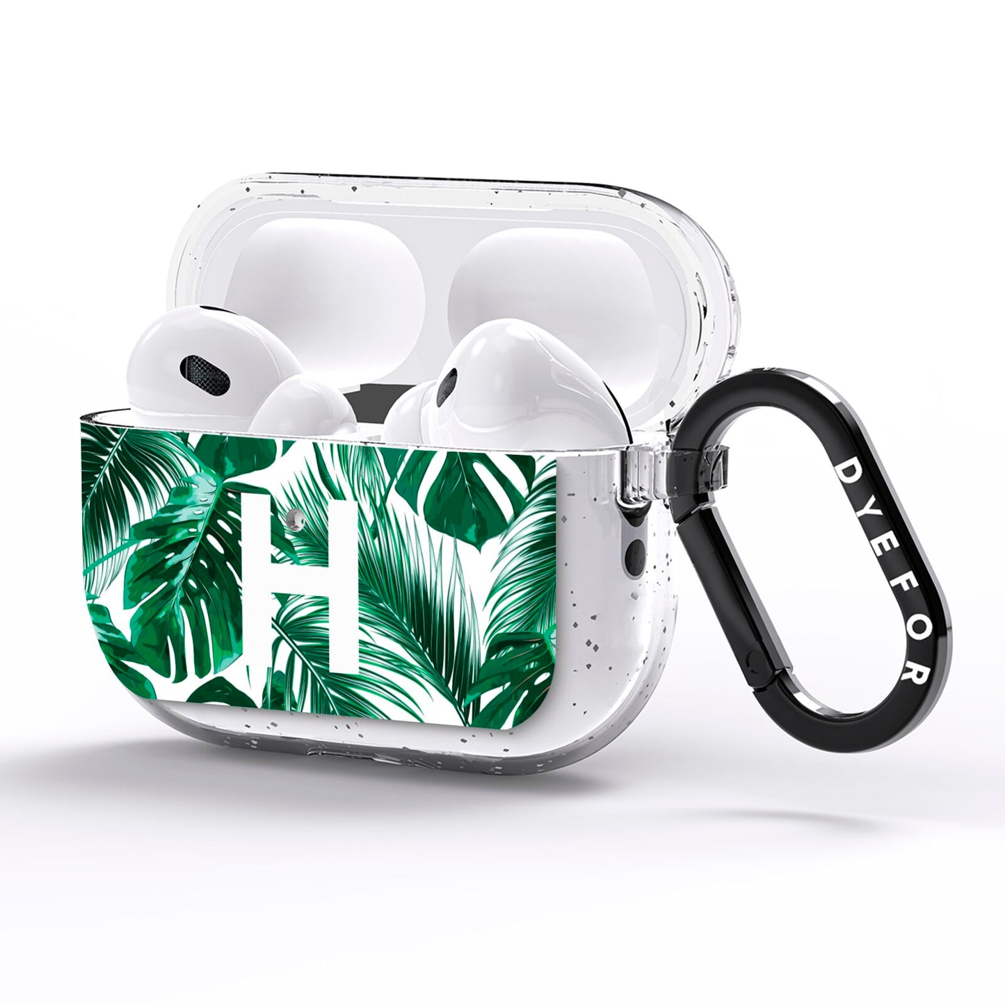 Personalised Palm Monstera Leaf Tropical Print AirPods Pro Glitter Case Side Image