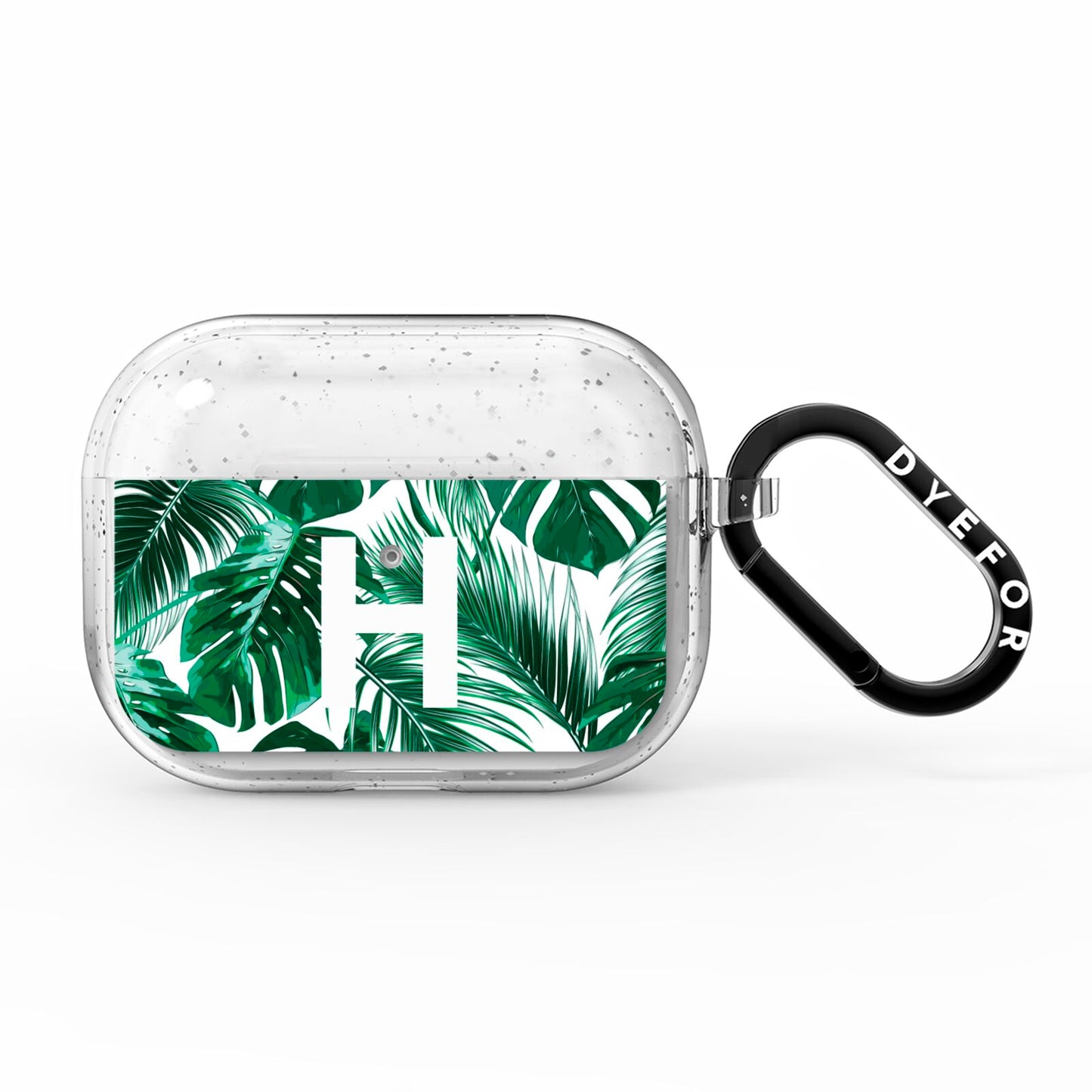 Personalised Palm Monstera Leaf Tropical Print AirPods Pro Glitter Case