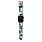 Personalised Palm Monstera Leaf Tropical Print Apple Watch Strap with Red Hardware