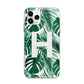 Personalised Palm Monstera Leaf Tropical Print Apple iPhone 11 Pro Max in Silver with Bumper Case
