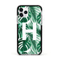Personalised Palm Monstera Leaf Tropical Print Apple iPhone 11 Pro in Silver with Black Impact Case