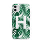 Personalised Palm Monstera Leaf Tropical Print Apple iPhone 11 in White with Bumper Case