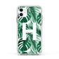 Personalised Palm Monstera Leaf Tropical Print Apple iPhone 11 in White with White Impact Case