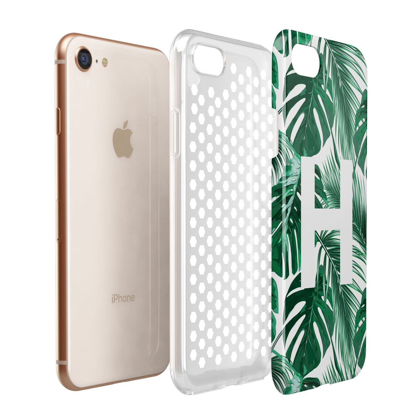 Personalised Palm Monstera Leaf Tropical Print Apple iPhone 7 8 3D Tough Case Expanded View