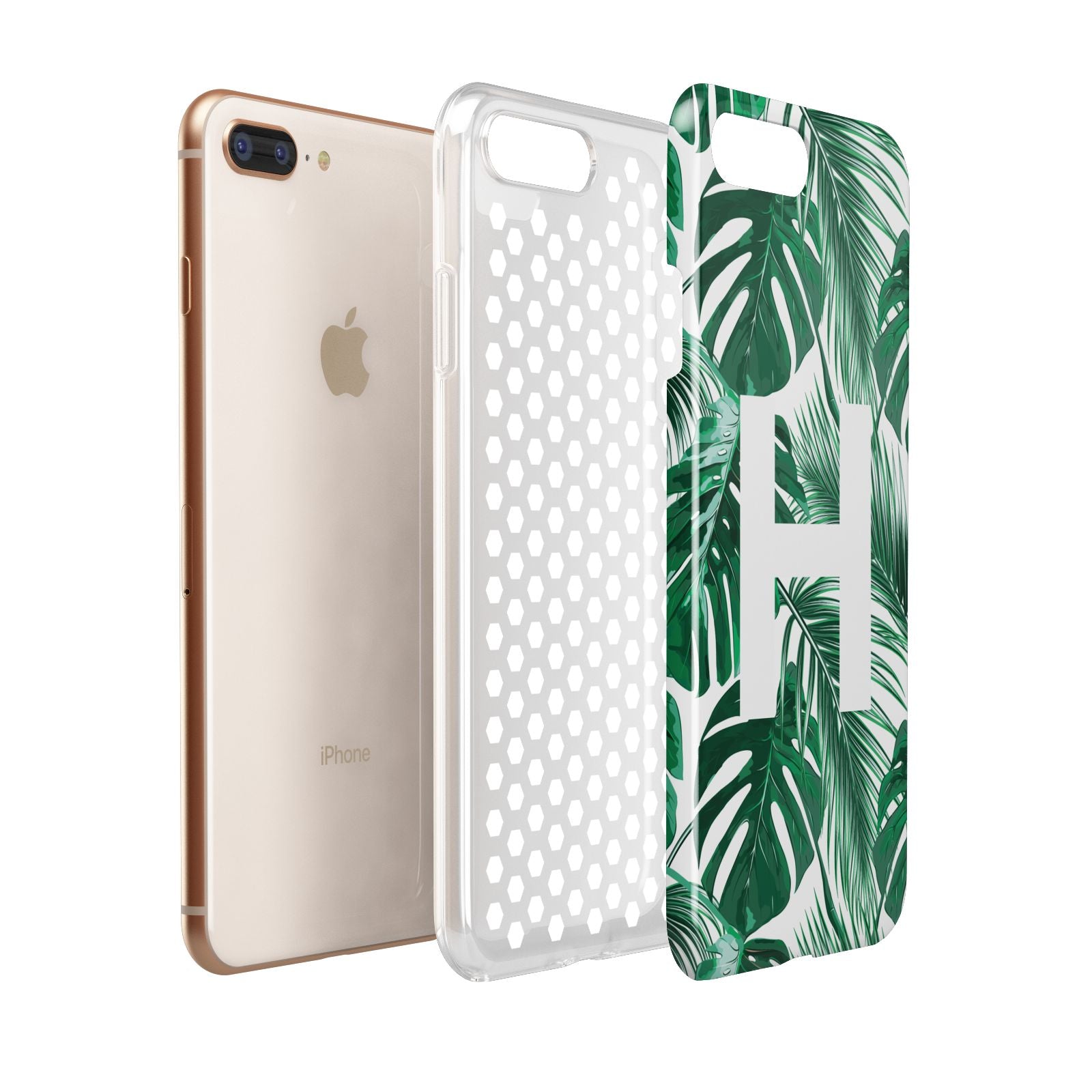 Personalised Palm Monstera Leaf Tropical Print Apple iPhone 7 8 Plus 3D Tough Case Expanded View