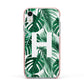 Personalised Palm Monstera Leaf Tropical Print Apple iPhone XR Impact Case Pink Edge on Silver Phone