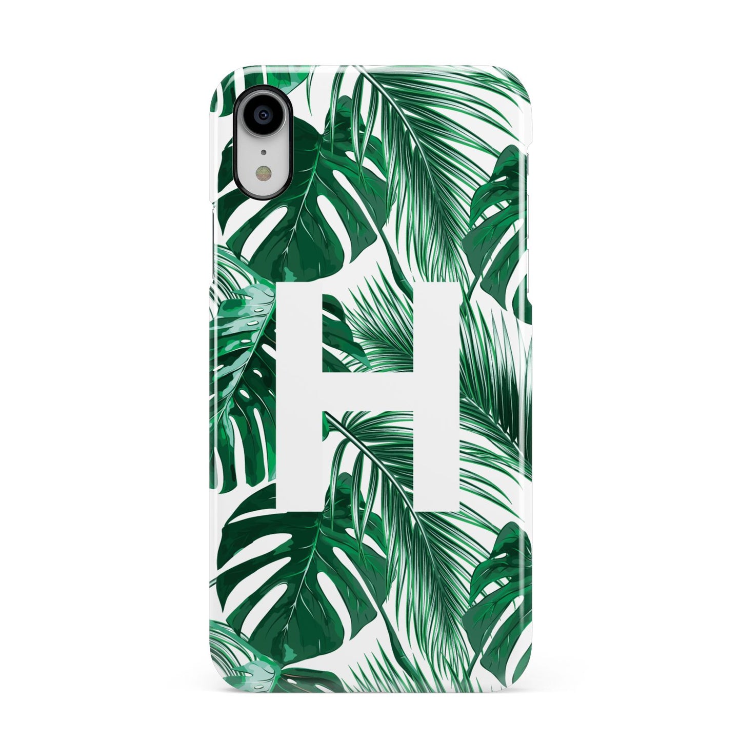 Personalised Palm Monstera Leaf Tropical Print Apple iPhone XR White 3D Snap Case