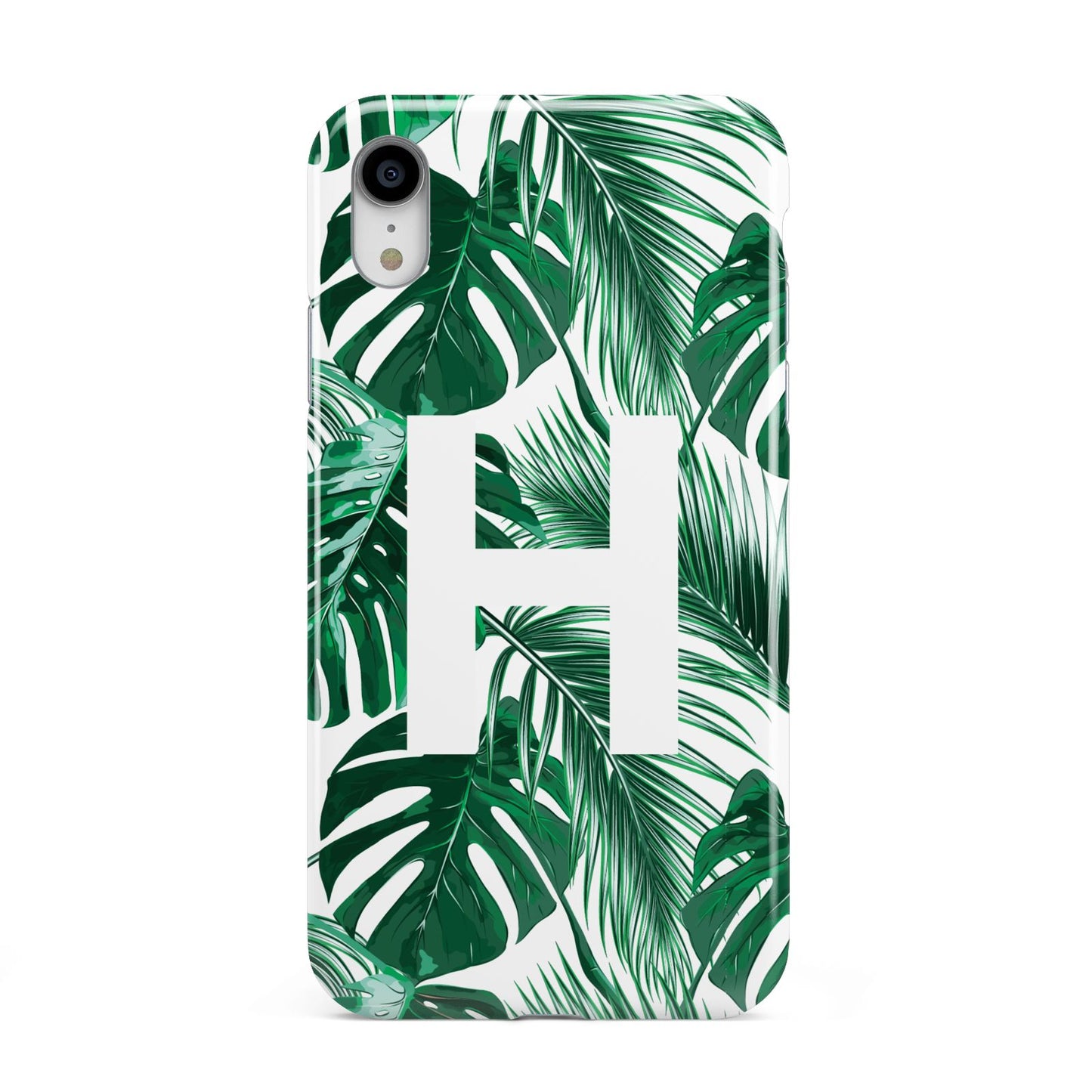 Personalised Palm Monstera Leaf Tropical Print Apple iPhone XR White 3D Tough Case