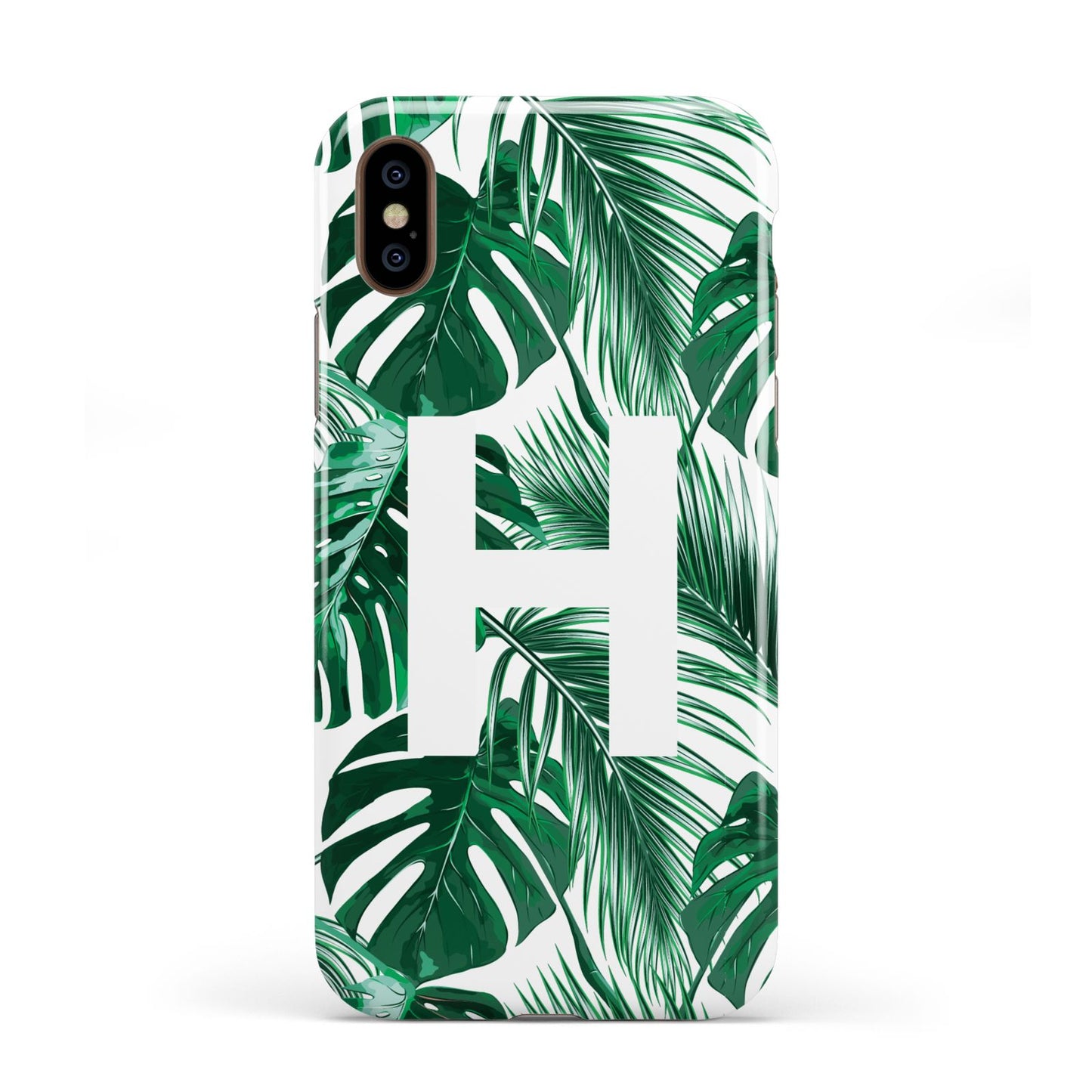 Personalised Palm Monstera Leaf Tropical Print Apple iPhone XS 3D Tough
