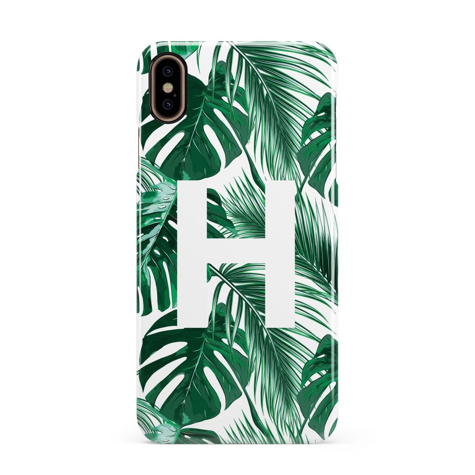 Personalised Palm Monstera Leaf Tropical Print Apple iPhone Xs Max 3D Snap Case
