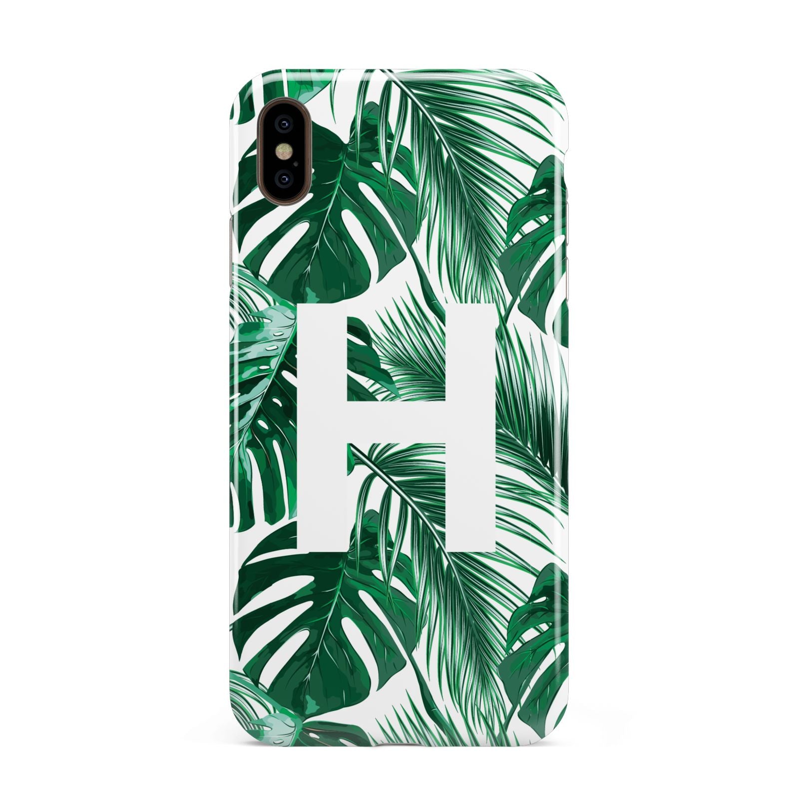 Personalised Palm Monstera Leaf Tropical Print Apple iPhone Xs Max 3D Tough Case