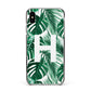 Personalised Palm Monstera Leaf Tropical Print Apple iPhone Xs Max Impact Case Black Edge on Silver Phone