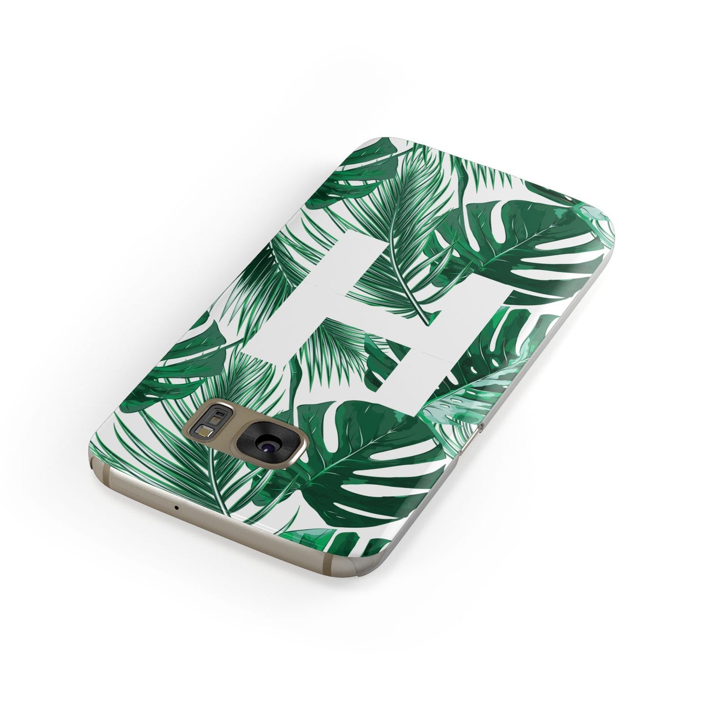 Personalised Palm Monstera Leaf Tropical Print Samsung Galaxy Case Front Close Up