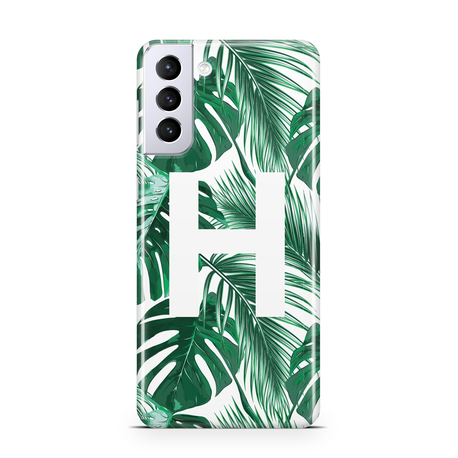 Personalised Palm Monstera Leaf Tropical Print Samsung S21 Plus Phone Case