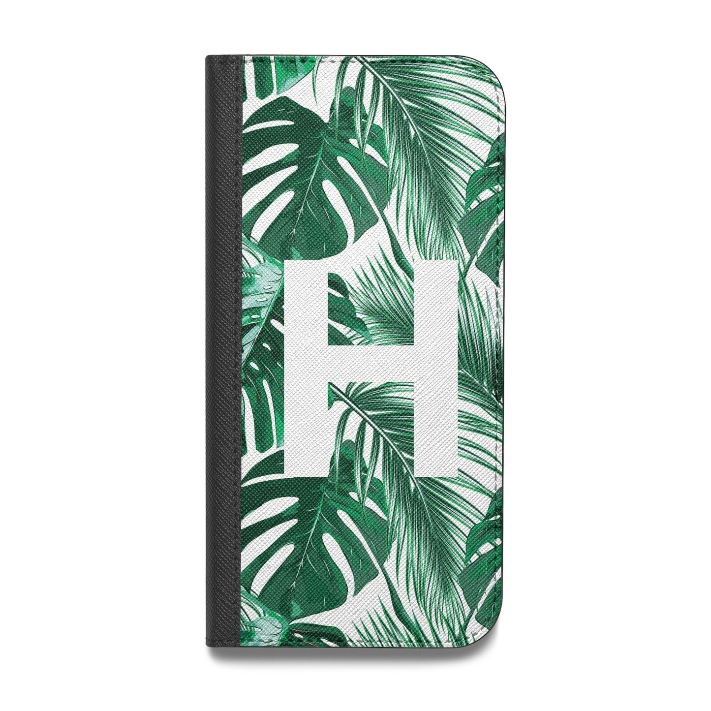 Personalised Palm Monstera Leaf Tropical Print Vegan Leather Flip Samsung Case