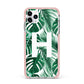 Personalised Palm Monstera Leaf Tropical Print iPhone 11 Pro Max Impact Pink Edge Case