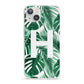 Personalised Palm Monstera Leaf Tropical Print iPhone 13 Clear Bumper Case