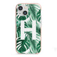 Personalised Palm Monstera Leaf Tropical Print iPhone 13 Mini TPU Impact Case with Pink Edges