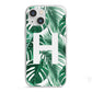 Personalised Palm Monstera Leaf Tropical Print iPhone 13 Mini TPU Impact Case with White Edges