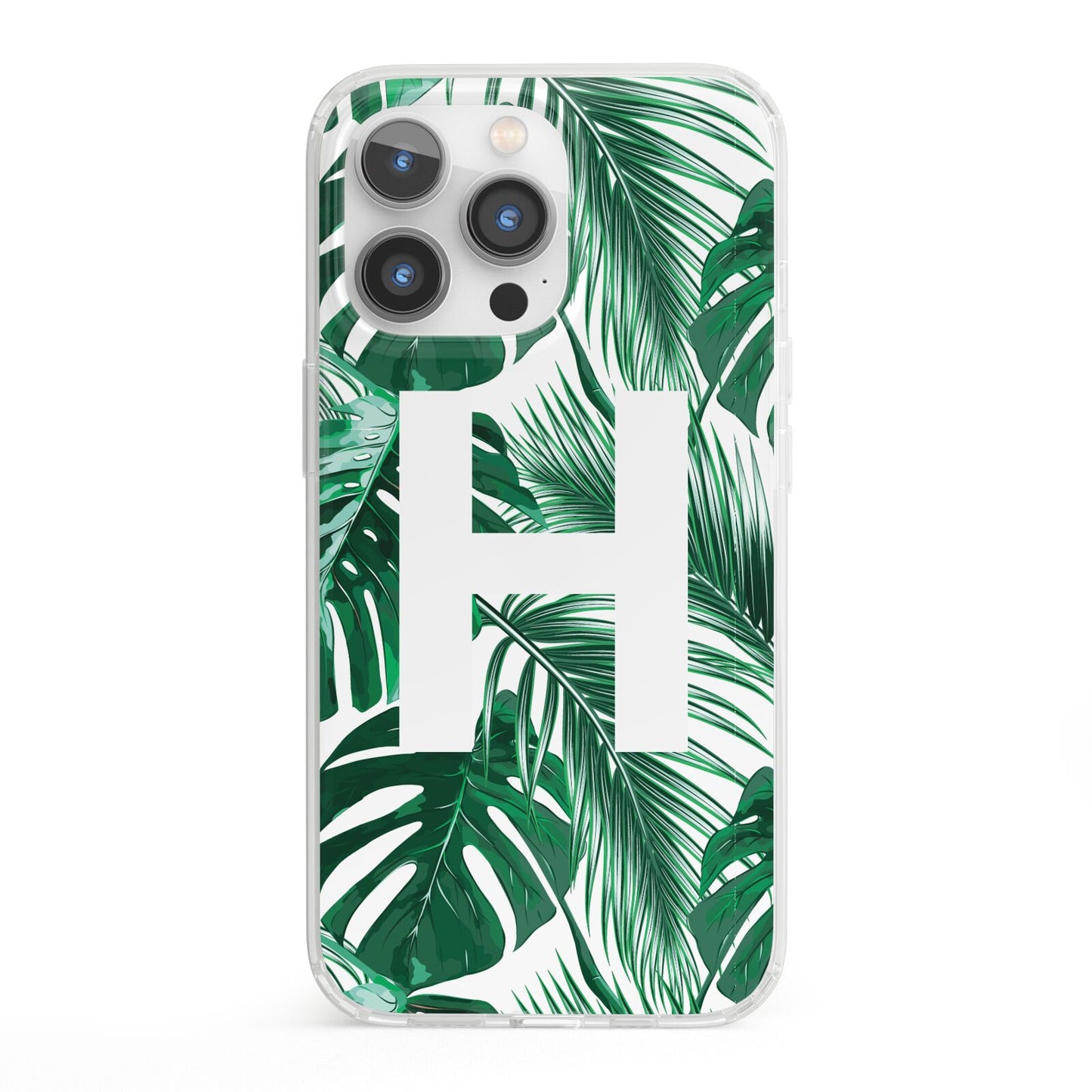 Personalised Palm Monstera Leaf Tropical Print iPhone 13 Pro Clear Bumper Case