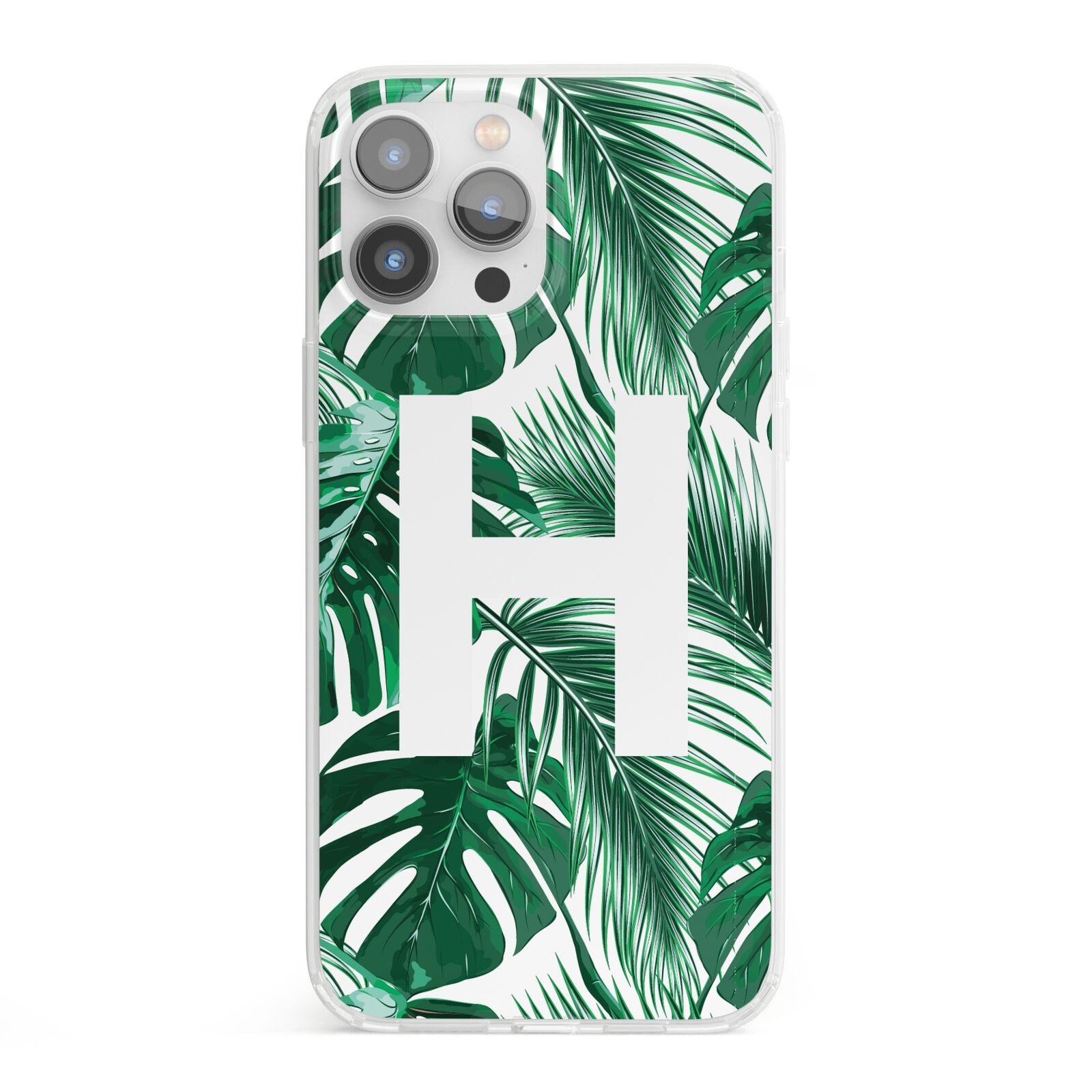 Personalised Palm Monstera Leaf Tropical Print iPhone 13 Pro Max Clear Bumper Case
