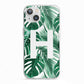 Personalised Palm Monstera Leaf Tropical Print iPhone 13 TPU Impact Case with White Edges
