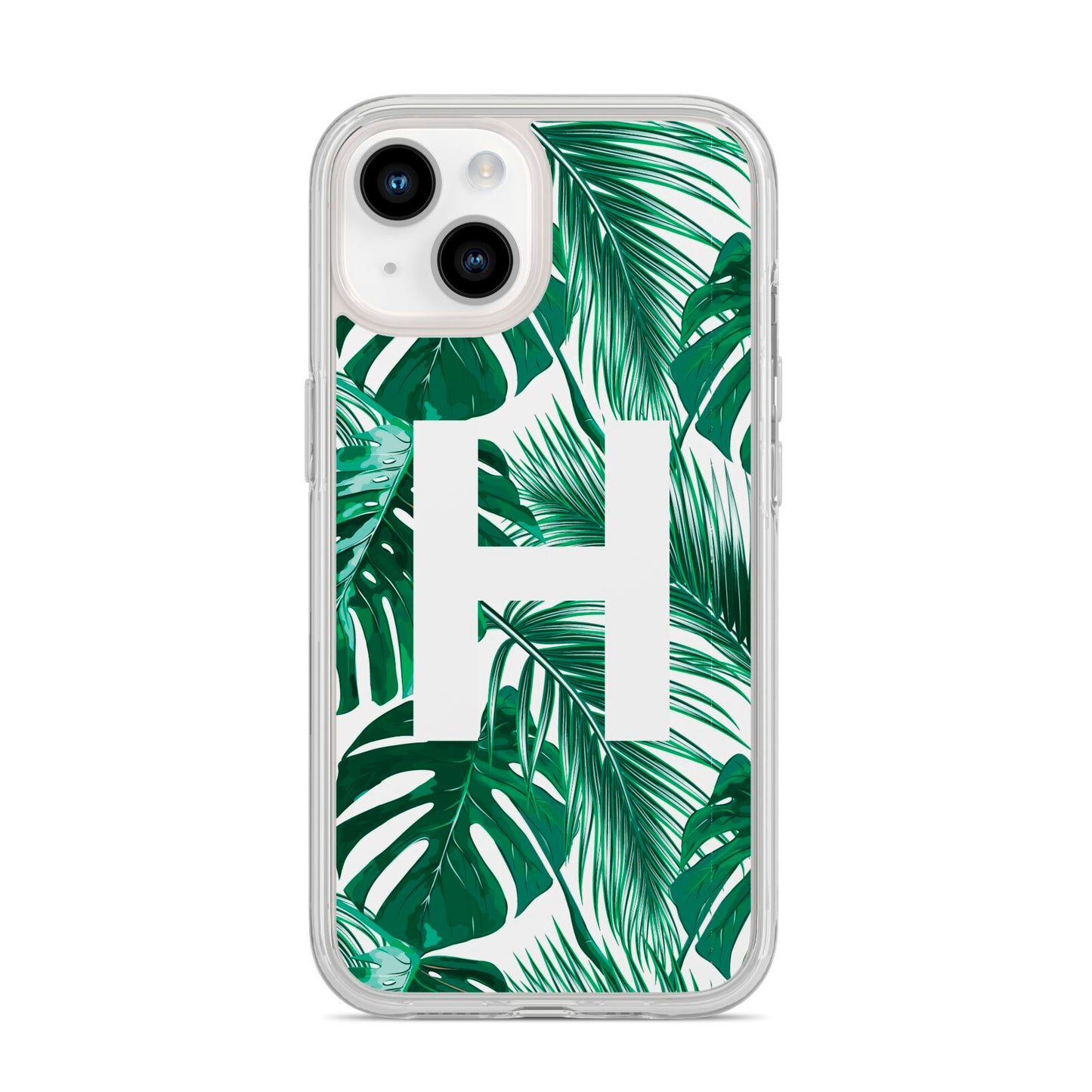 Personalised Palm Monstera Leaf Tropical Print iPhone 14 Clear Tough Case Starlight